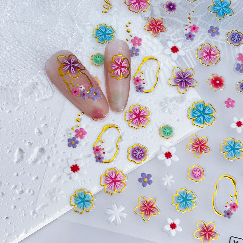 新款浮雕美甲贴纸欧美指甲贴高级感立体烫金工艺浮雕贴纸厂家直销详情5