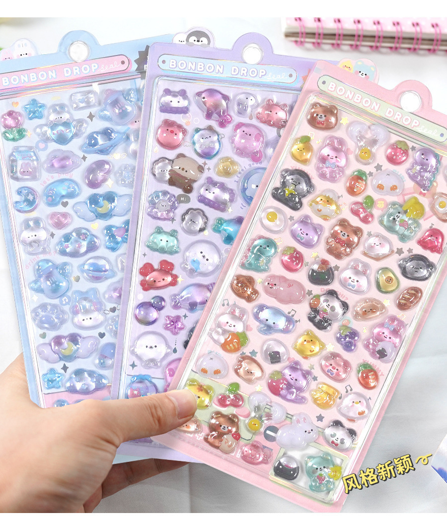 定制3d浮雕趣味贴立体水晶贴纸彩色珍珠亚克力钻石贴纸 DIY装饰贴详情15