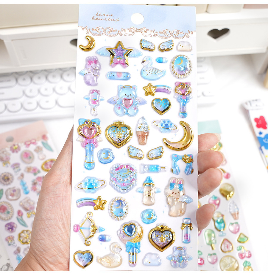 定制3d浮雕趣味贴立体水晶贴纸彩色珍珠亚克力钻石贴纸 DIY装饰贴详情18