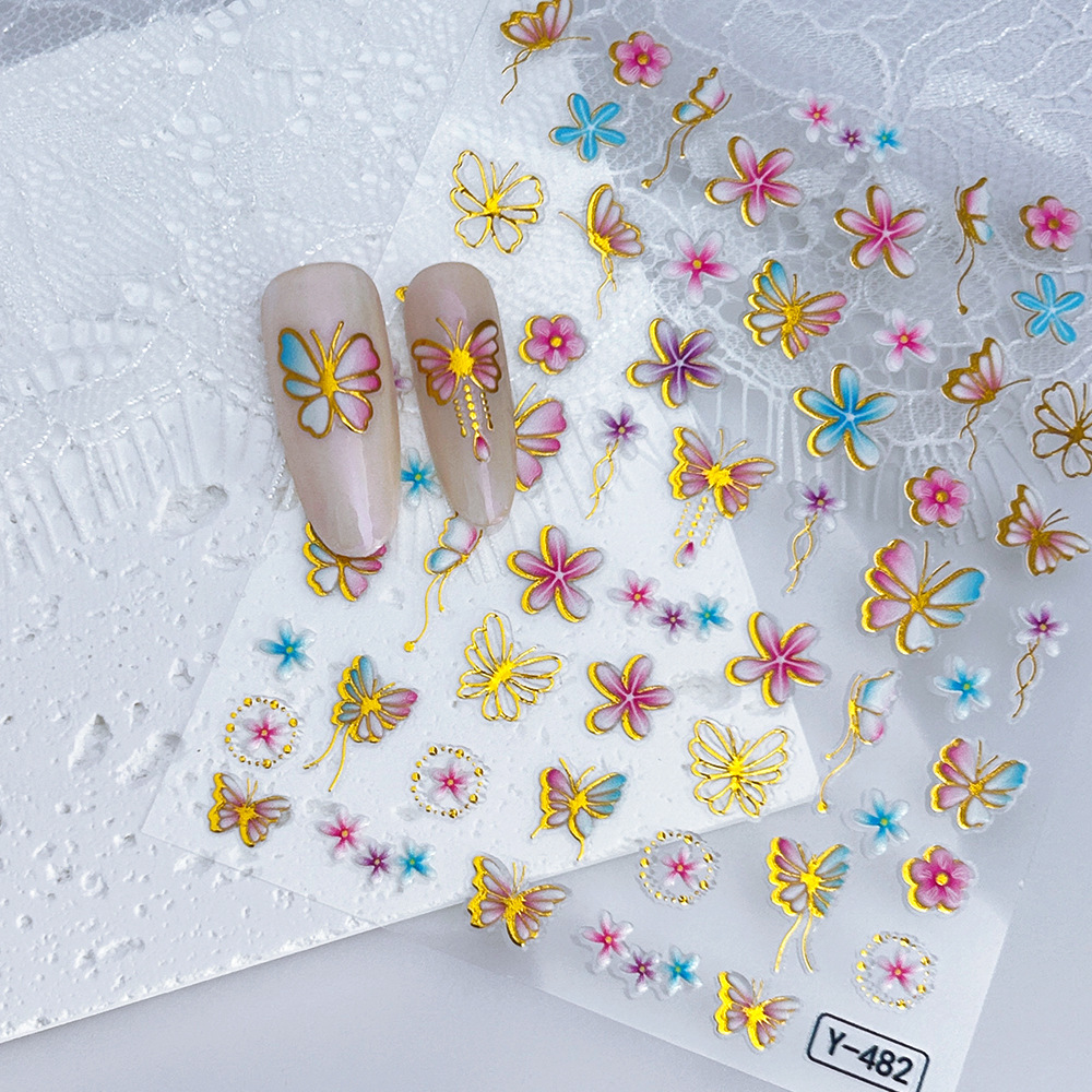 新款浮雕美甲贴纸欧美指甲贴高级感立体烫金工艺浮雕贴纸厂家直销详情6