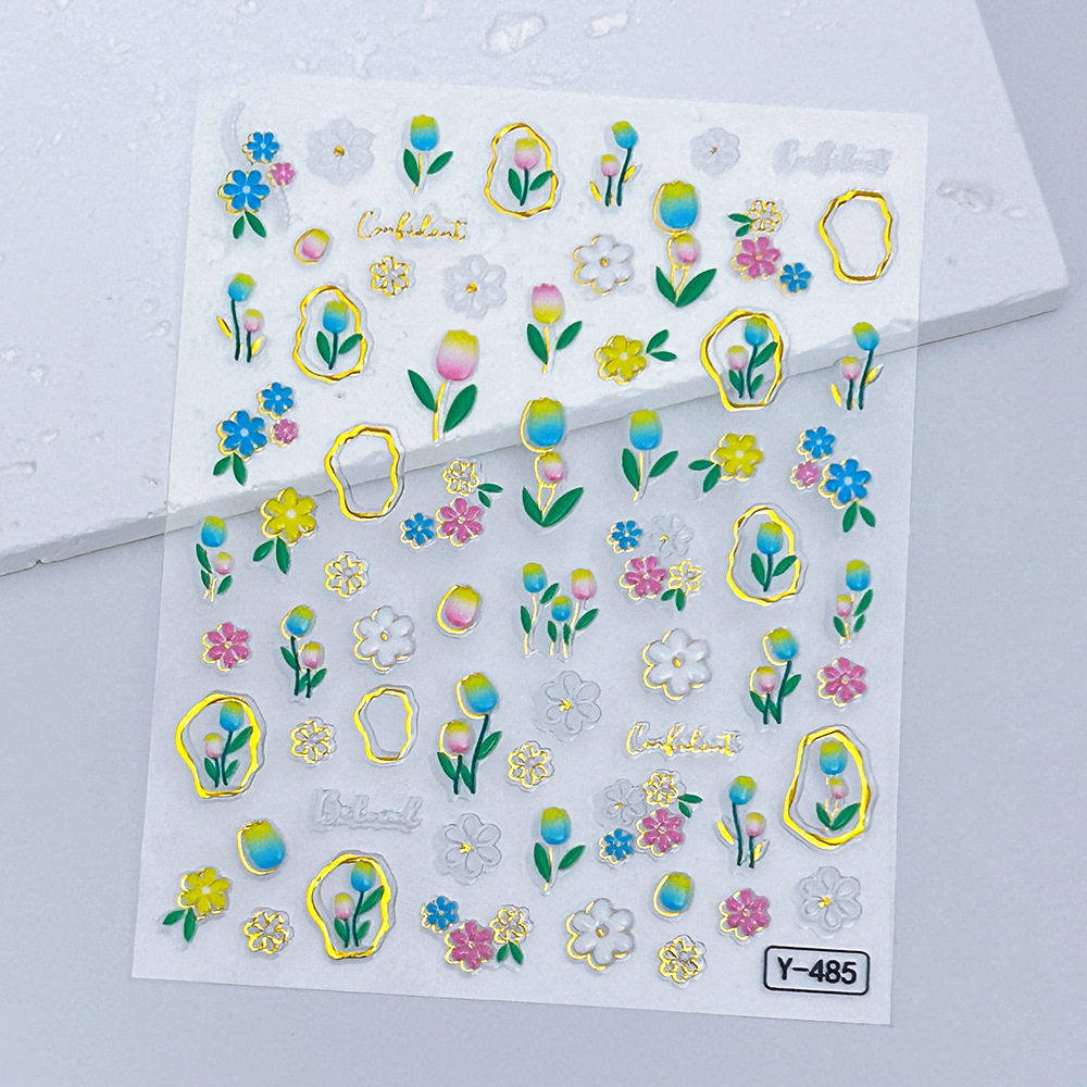 新款浮雕美甲贴纸欧美指甲贴高级感立体烫金工艺浮雕贴纸厂家直销详情8