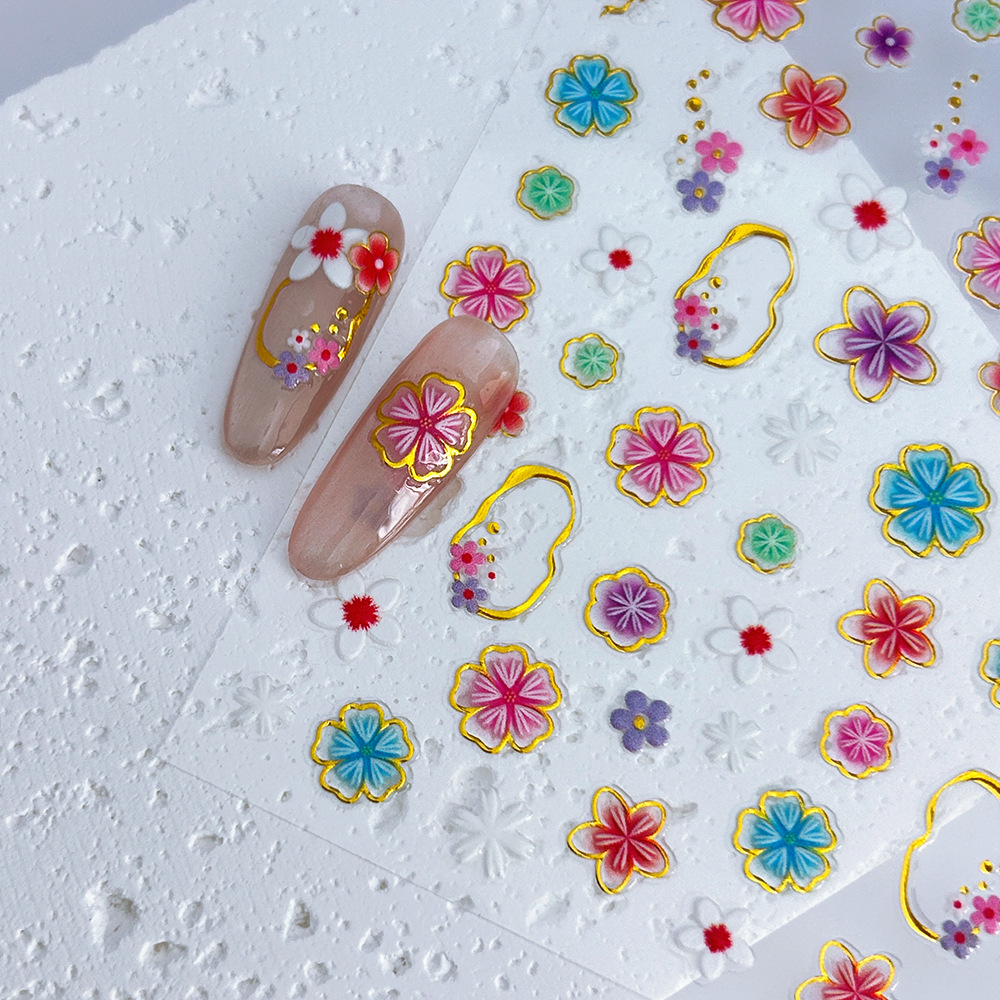 新款浮雕美甲贴纸欧美指甲贴高级感立体烫金工艺浮雕贴纸厂家直销详情4