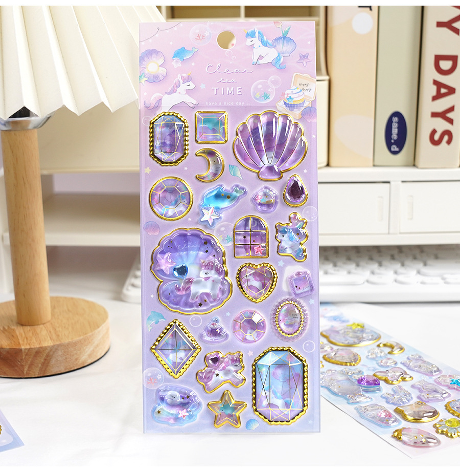定制3d浮雕趣味贴立体水晶贴纸彩色珍珠亚克力钻石贴纸 DIY装饰贴详情30