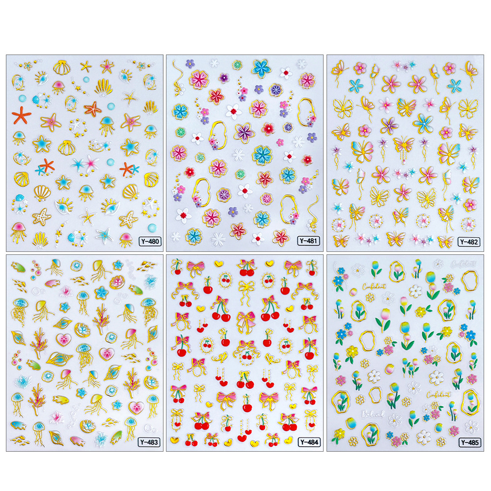 新款浮雕美甲贴纸欧美指甲贴高级感立体烫金工艺浮雕贴纸厂家直销详情1