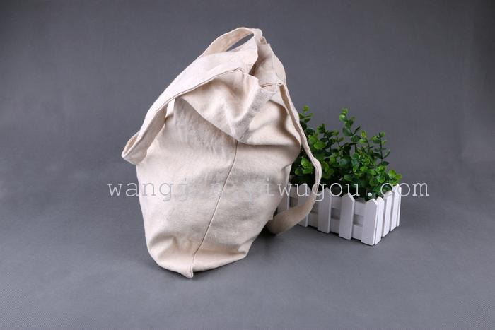 Eco-friendly cotton and linen handbag, solid-color single-shoulder bag, logo printable shopping bag pic 2