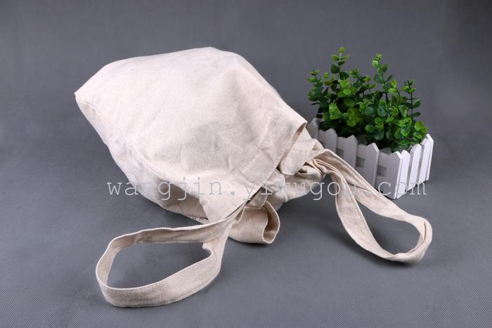 Eco-friendly cotton and linen handbag, solid-color single-shoulder bag, logo printable shopping bag pic 4