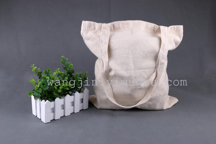 Eco-friendly cotton and linen handbag, solid-color single-shoulder bag, logo printable shopping bag pic 1