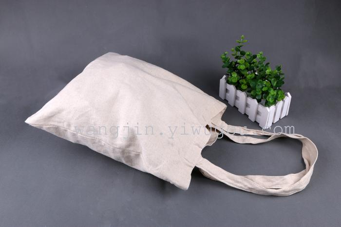 Eco-friendly cotton and linen handbag, solid-color single-shoulder bag, logo printable shopping bag pic 3
