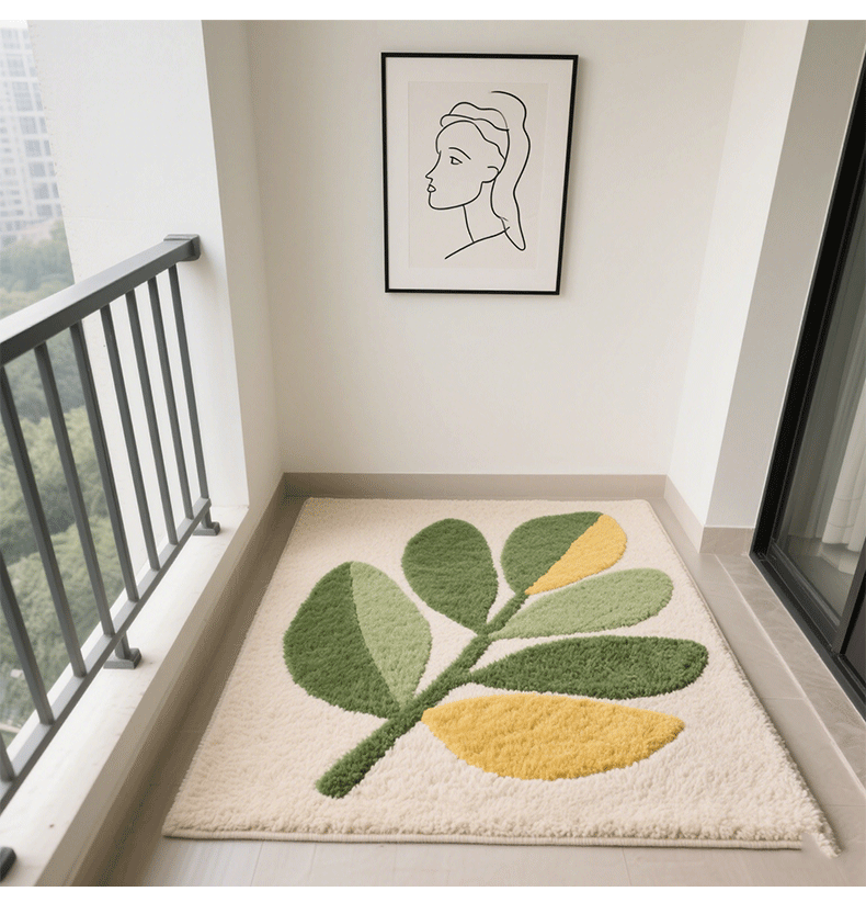 植绒地垫地毯阳台脚垫装饰跨境入户地毯客厅卧室ins风榻榻米坐垫详情8