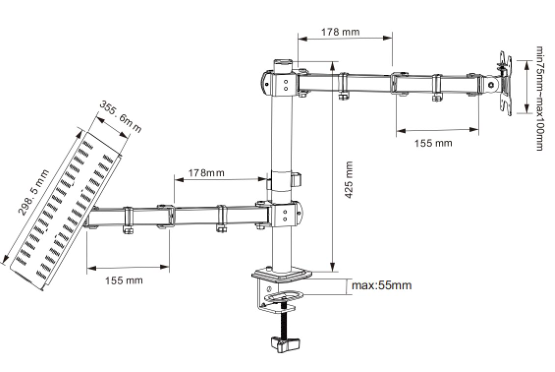 显示器支架双屏笔记本电脑托盘架夹桌面款升降桌面悬臂电视支架详情2