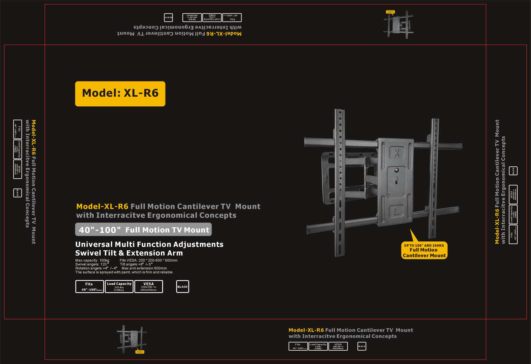 电视支架挂墙摇摆挂架 通用伸缩旋转电视架折叠电视支架详情1
