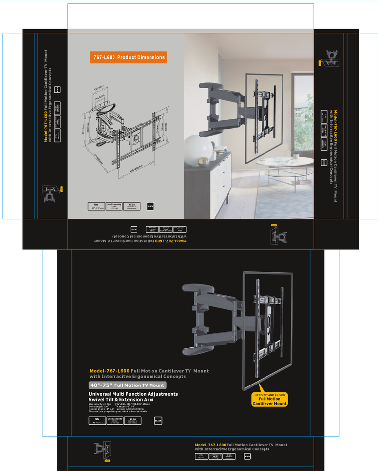 767-600通用多功能电视挂架显示器伸缩旋转摇摆电视支架详情4