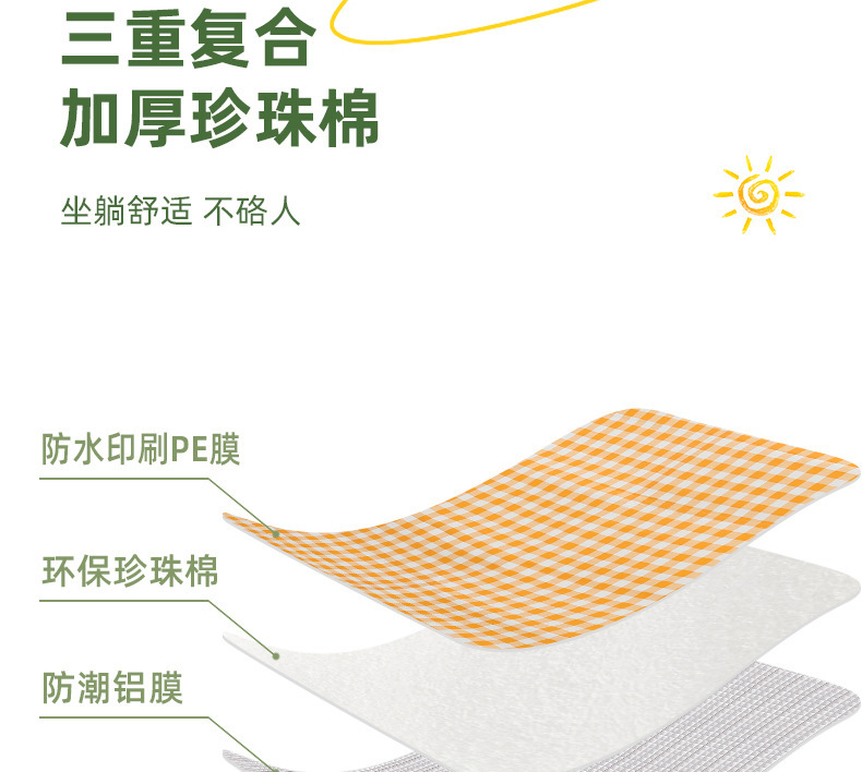 户外野餐垫网红铝膜加厚防潮垫效外可折叠露营地垫帐篷垫春游地垫详情2