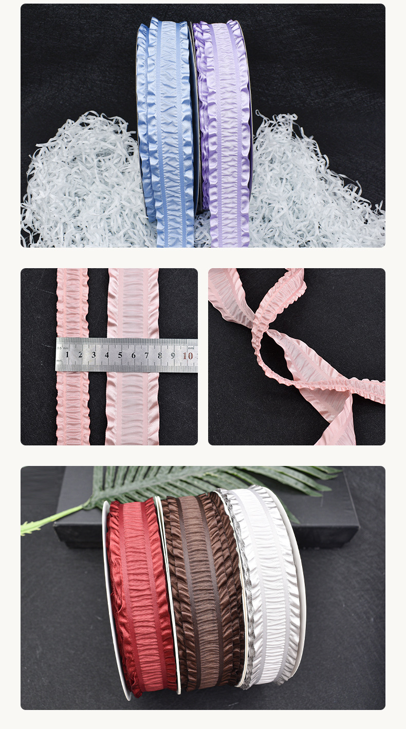 Hanfan Webbing Korean-style double pleated edge ribbon High-end custom DIY handmade bow ribbon flower decoration clothing accessories pic 7