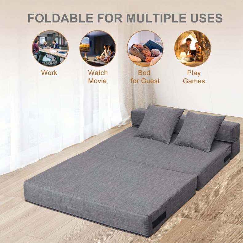 Foldable bed, single and double vacuum compression tatami, simple lazy sofa bed for small living room pic 8