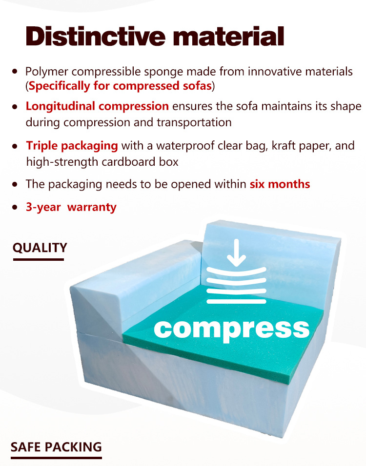 Factory-customized all-sponge vacuum compressed sofa, foldable Italian-style multi-functional sitting and sleeping room for small-sized living room pic 7