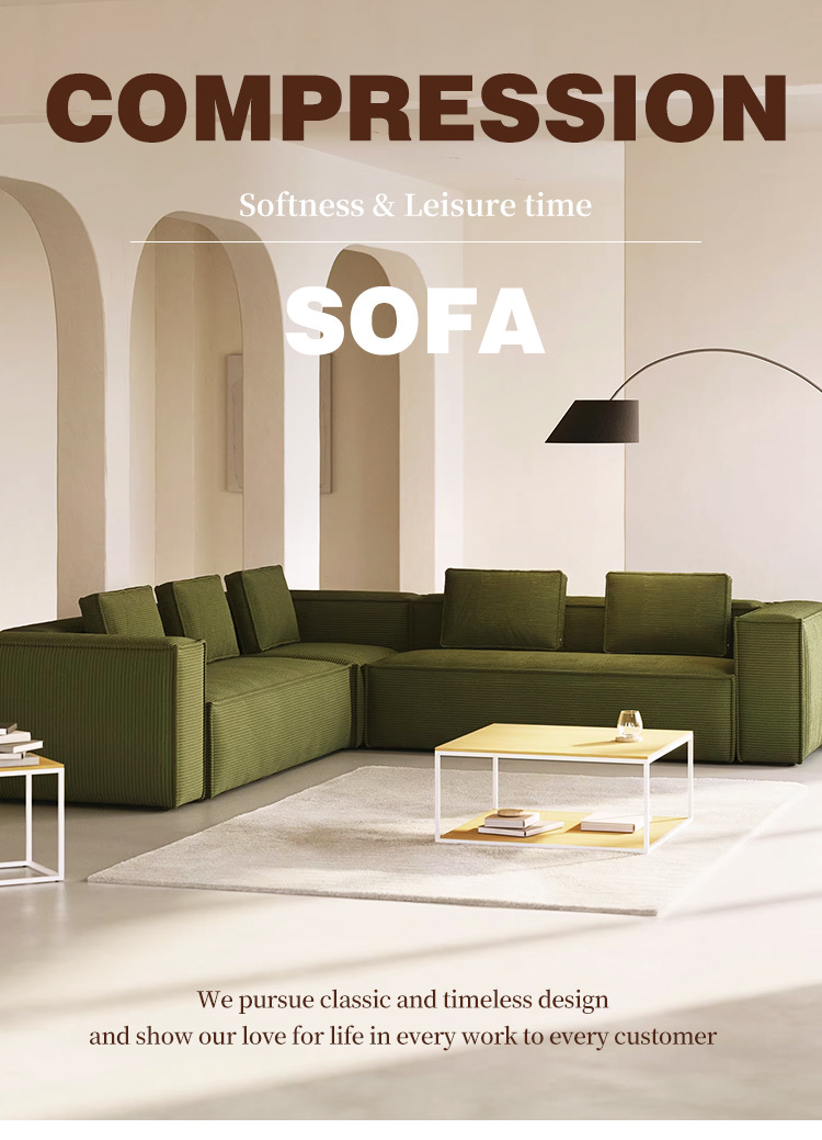 Factory-customized compressed sofa blocks are made of full sponge without a frame and vacuum-rolled for small-sized living rooms in a straight row pic 2