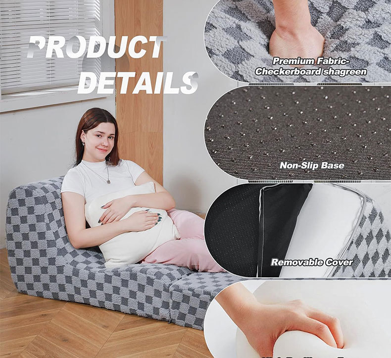 High-density sponge compression sofa for office lunch break, foldable lazy sofa bed, single sofa for bedroom and living room pic 7