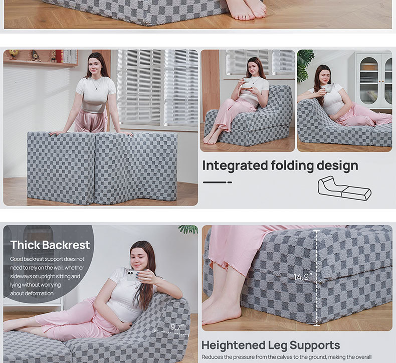 High-density sponge compression sofa for office lunch break, foldable lazy sofa bed, single sofa for bedroom and living room pic 2