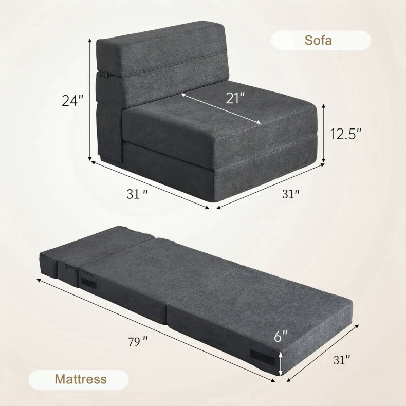 Foldable bed, single and double vacuum compression tatami, simple lazy sofa bed for small living room pic 11