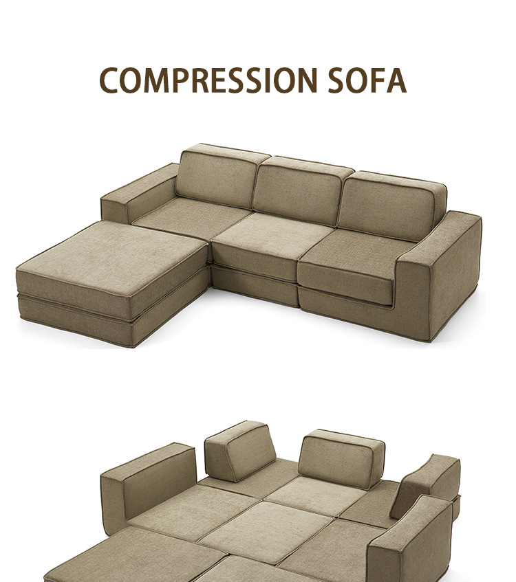 Factory-customized all-sponge vacuum compressed sofa, foldable Italian-style multi-functional sitting and sleeping room for small-sized living room pic 2