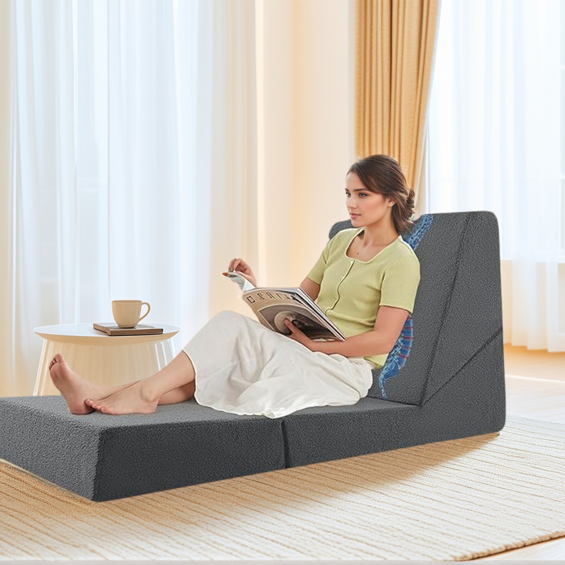 Cross-border custom sofa bed, high-density sponge lazy sofa for adults and children, multi-functional folding and combination sofa chair pic 2