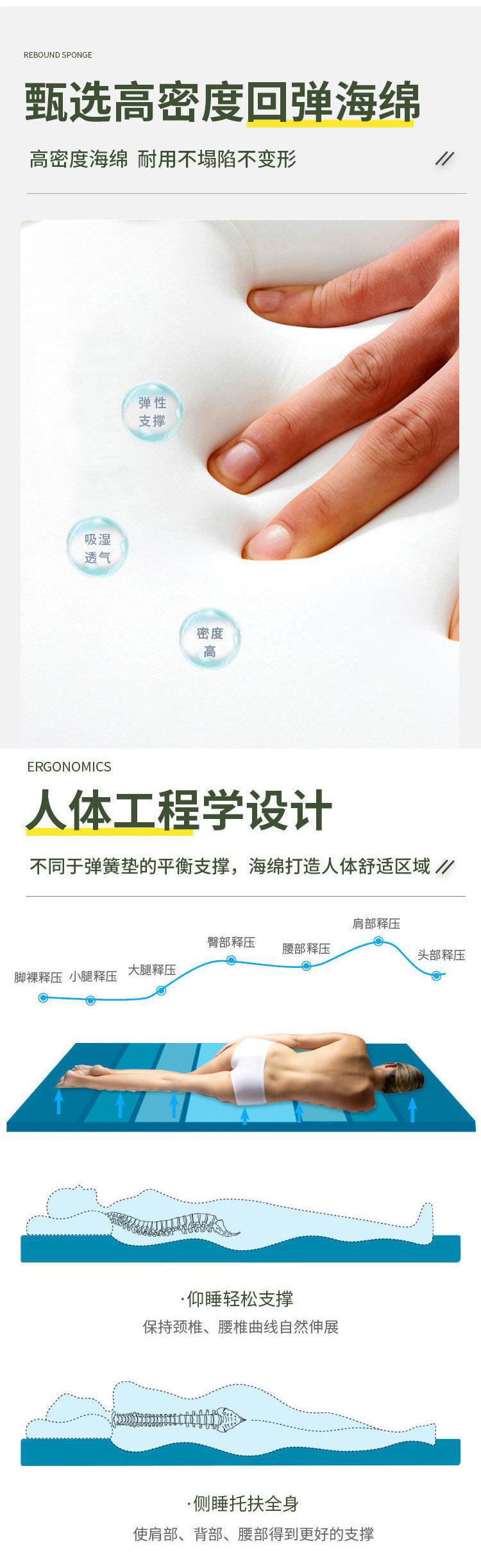 上下铺床白色单人制式军绿色海绵床垫内务褥子硬学生宿舍医院详情4