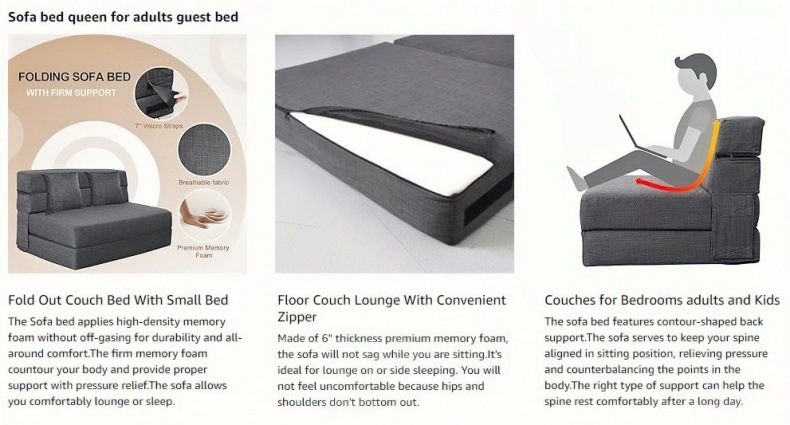 Foldable bed, single and double vacuum compression tatami, simple lazy sofa bed for small living room pic 7