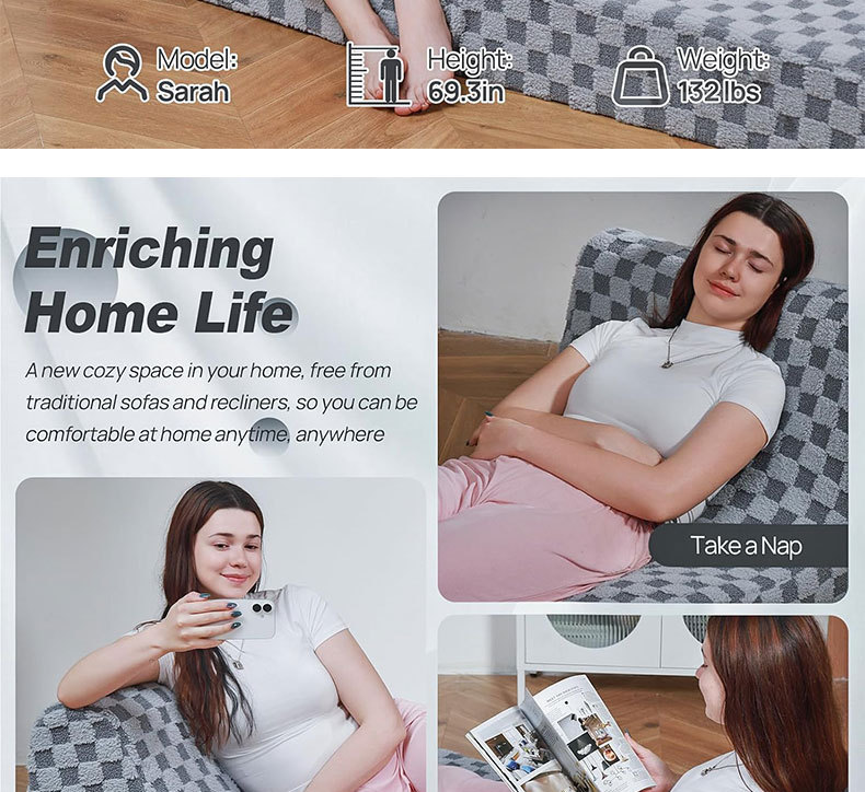 High-density sponge compression sofa for office lunch break, foldable lazy sofa bed, single sofa for bedroom and living room pic 4