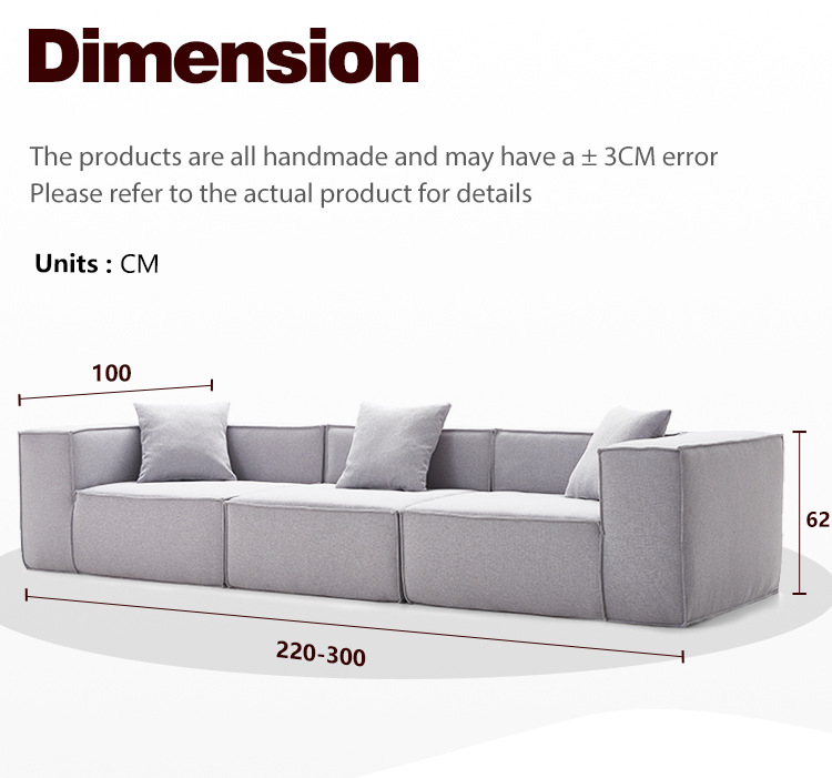 All-sponge compressed sofa, tofu block and square combination living room, cream style, Italian minimalist style, cotton and linen internet-famous sofa pic 3