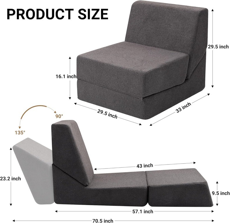 Cross-border bestseller sofa bed, high-density sponge lazy sofa, vacuum compression folding combination, suitable for both sitting and lying down pic 4