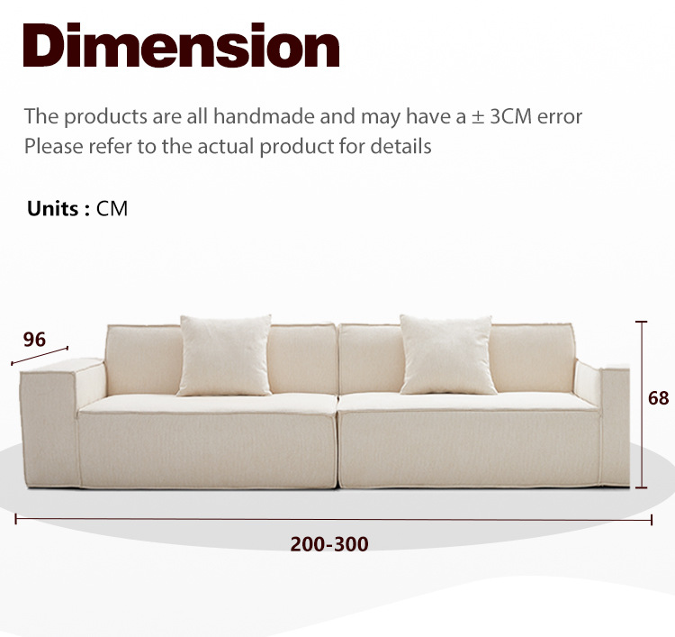 真空压缩卷包豆腐块沙发意式客厅小户型直排布艺沙发棉麻布艺沙发详情4