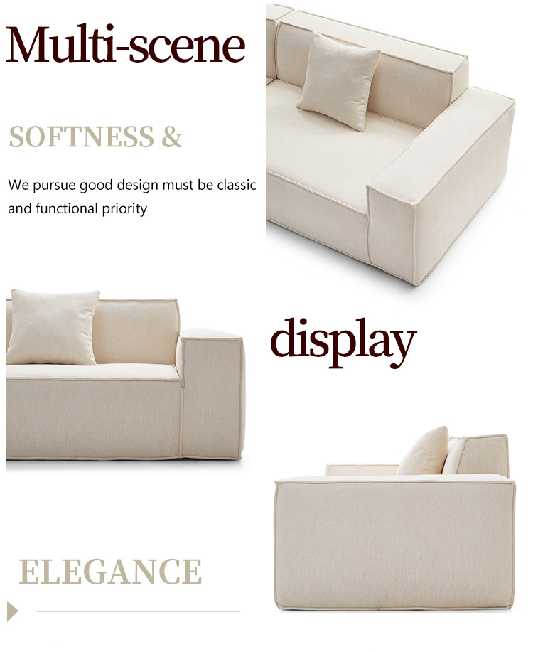 真空压缩卷包豆腐块沙发意式客厅小户型直排布艺沙发棉麻布艺沙发详情3