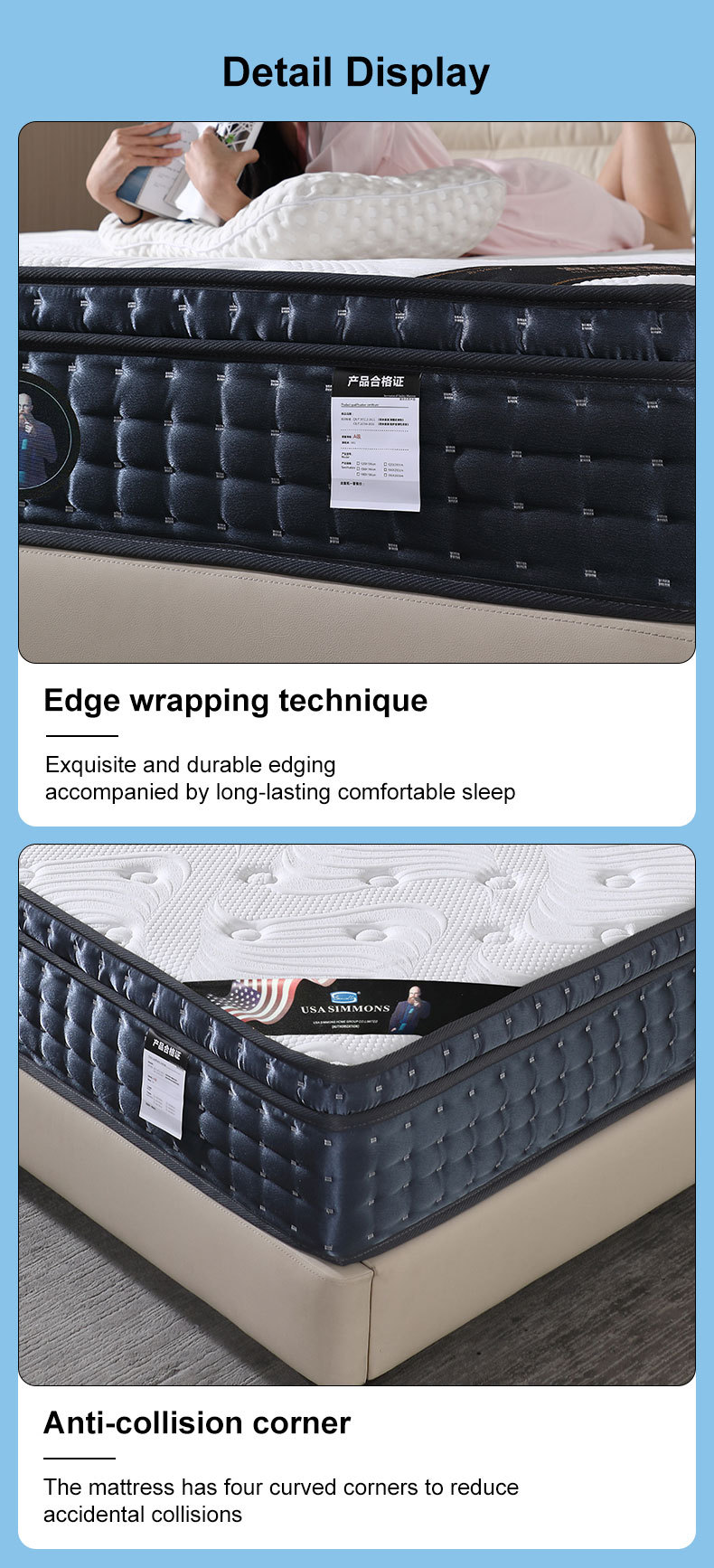 Queen King Size Mattress Bed in A Box, 10 Inch Hybrid Mattre详情10