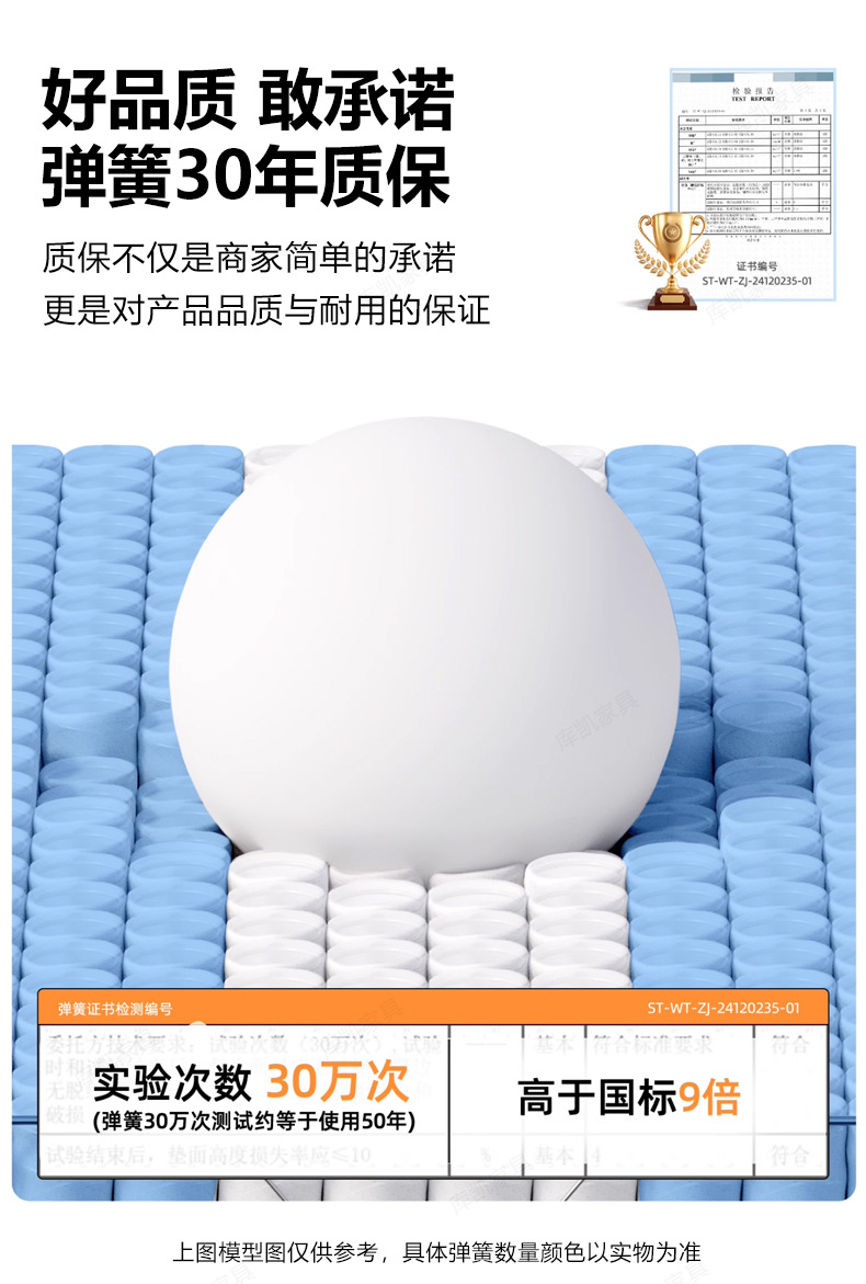 席梦思记忆棉独立袋弹簧家用床垫硬垫软硬两用护脊家用床垫批发详情3
