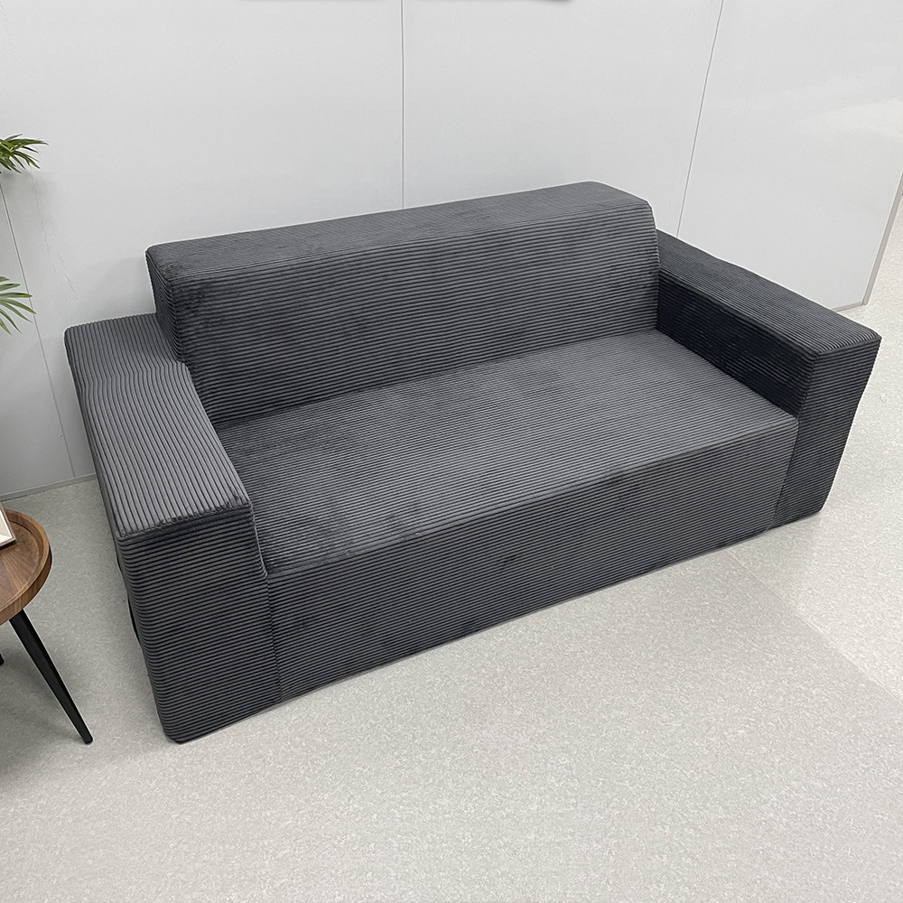 High-density sponge rebound corduroy sofa for home use, double sofa for living room and bedroom, dual-purpose folding sofa pic 4