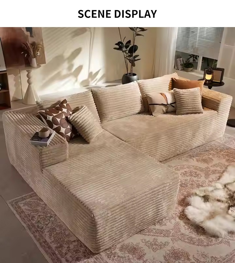 Wholesale corduroy fabric lounge chairs, compressed sponge sofas, I-shaped combination vacuum box sets, boneless compressed sofas pic 1