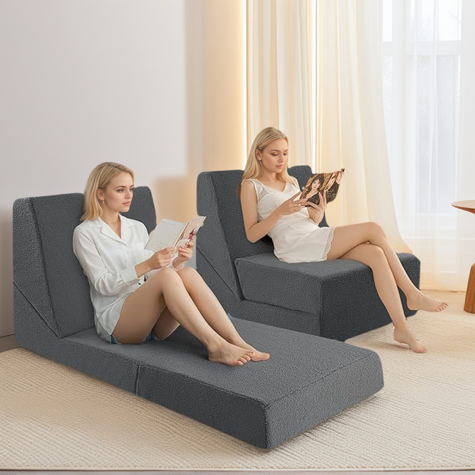 Cross-border custom sofa bed, high-density sponge lazy sofa for adults and children, multi-functional folding and combination sofa chair pic 1