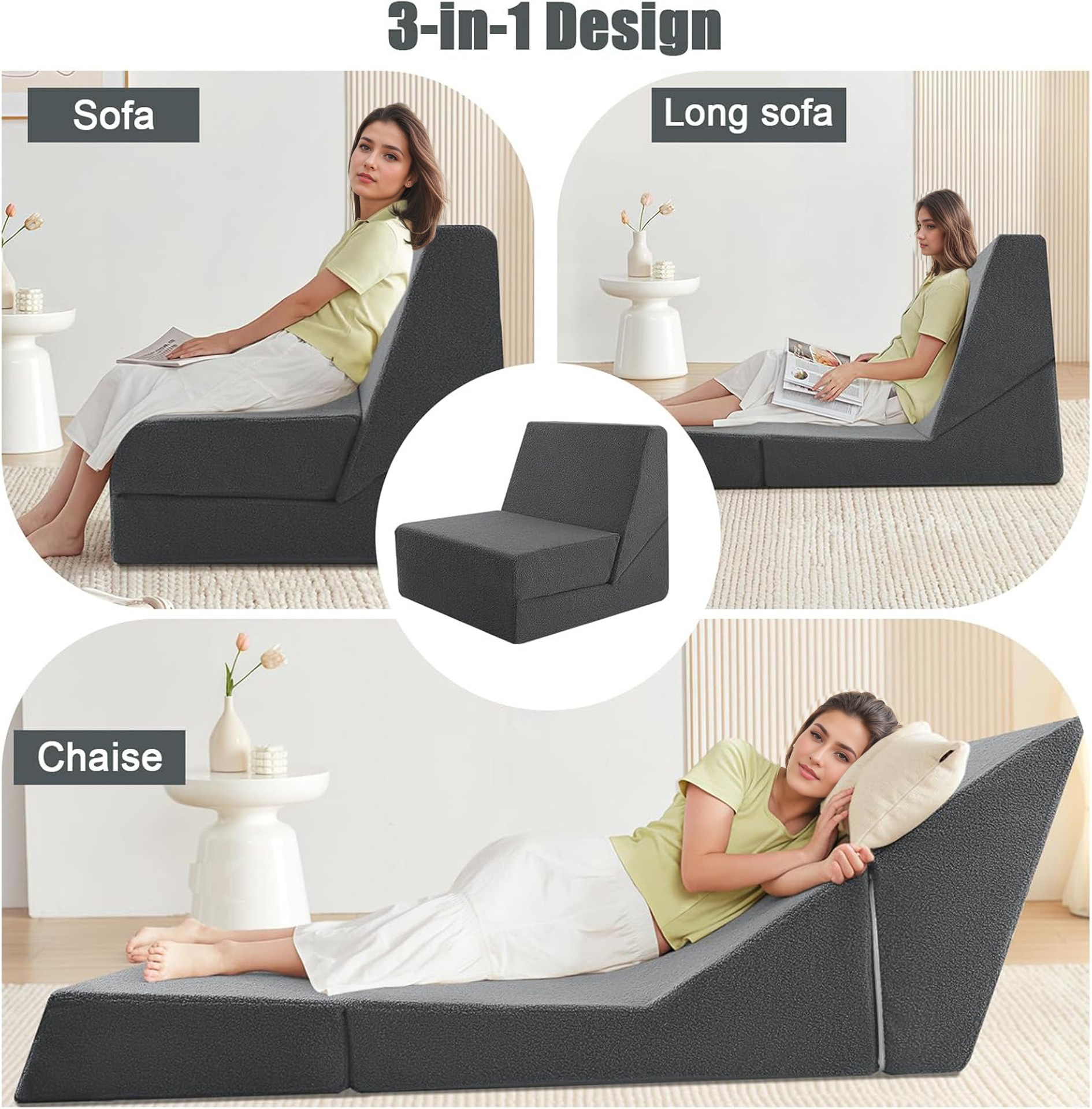 Cross-border custom sofa bed, high-density sponge lazy sofa for adults and children, multi-functional folding and combination sofa chair pic 3