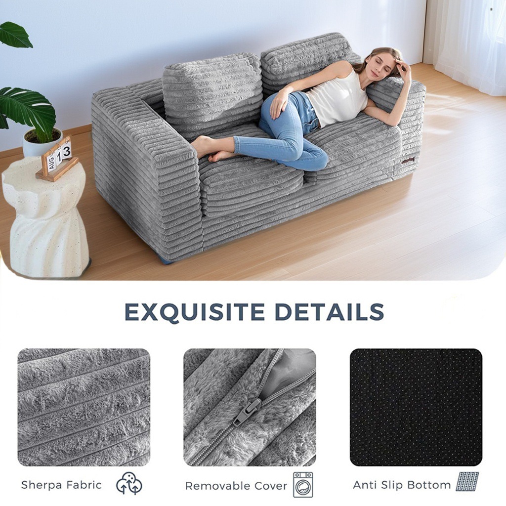 Cross-border customized compressed sofa with detachable and washable velvet surface, simple foldable sponge leisure sofa for both large and small apartments, suitable for adults pic 4