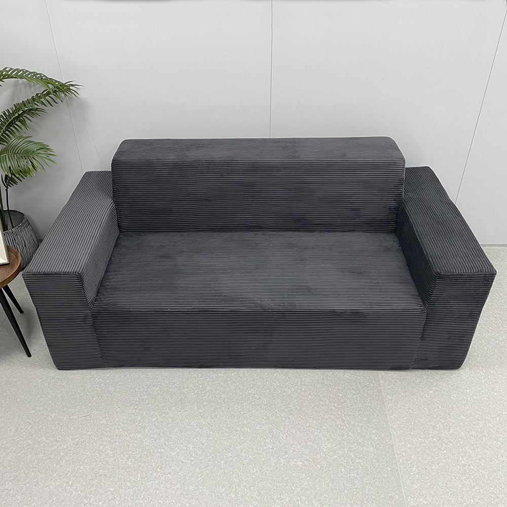 High-density sponge rebound corduroy sofa for home use, double sofa for living room and bedroom, dual-purpose folding sofa pic 5