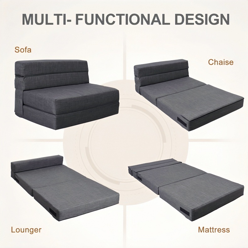 Foldable bed, single and double vacuum compression tatami, simple lazy sofa bed for small living room pic 3