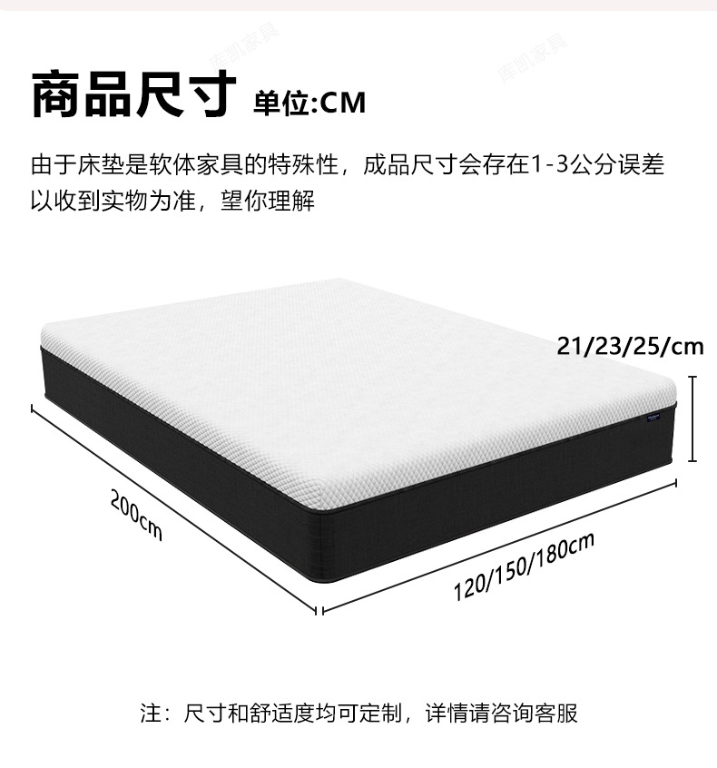 席梦思记忆棉独立袋弹簧家用床垫硬垫软硬两用护脊家用床垫批发详情20
