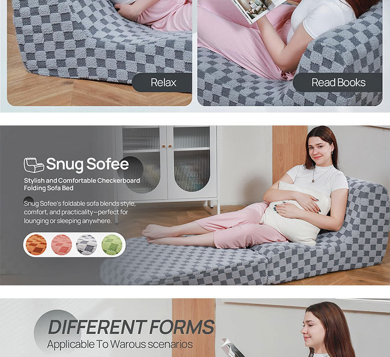 High-density sponge compression sofa for office lunch break, foldable lazy sofa bed, single sofa for bedroom and living room pic 5