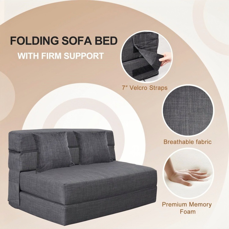 Foldable bed, single and double vacuum compression tatami, simple lazy sofa bed for small living room pic 5
