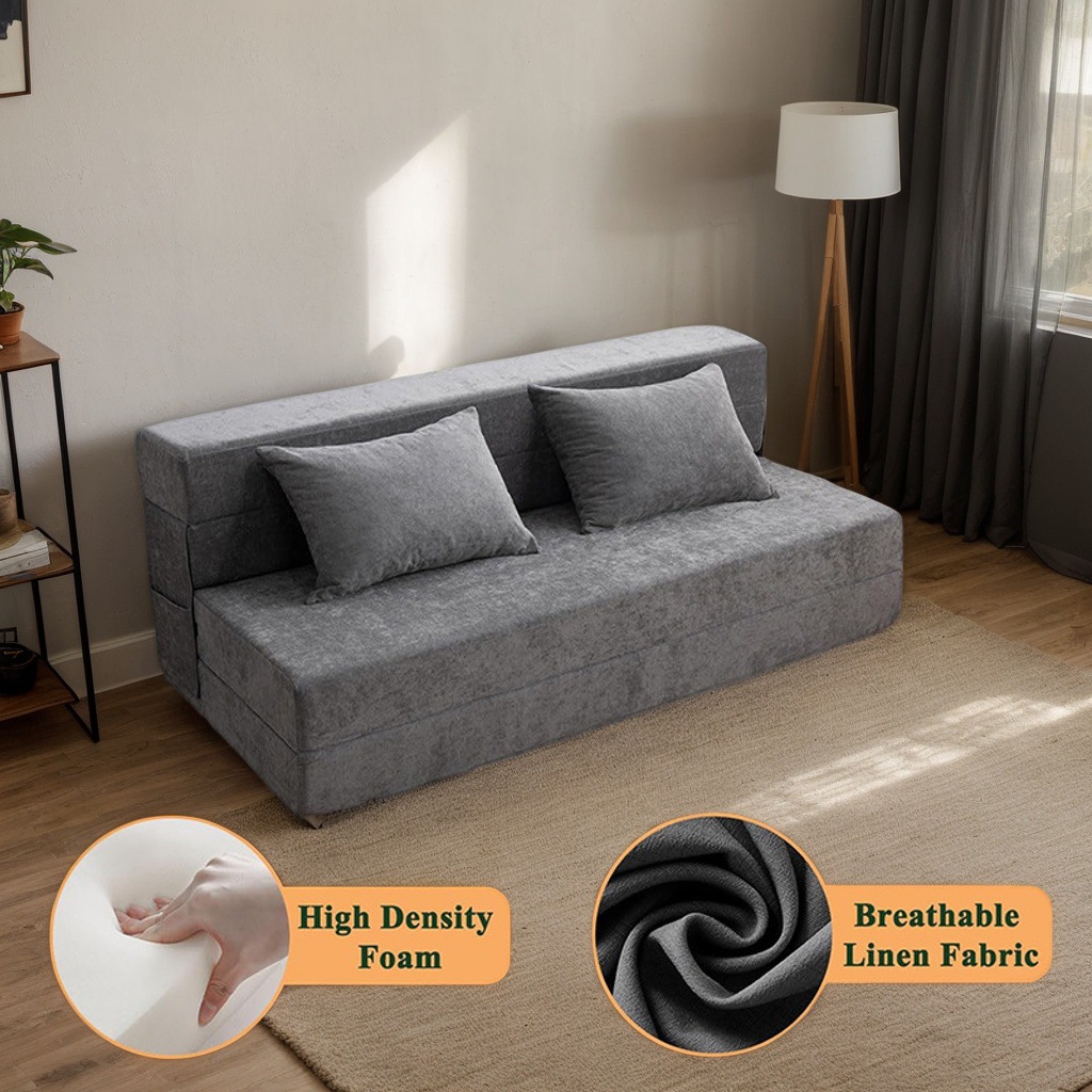 亚马逊客厅单双人两用多功能简易榻榻米成人卧室懒人沙发床可折叠详情5