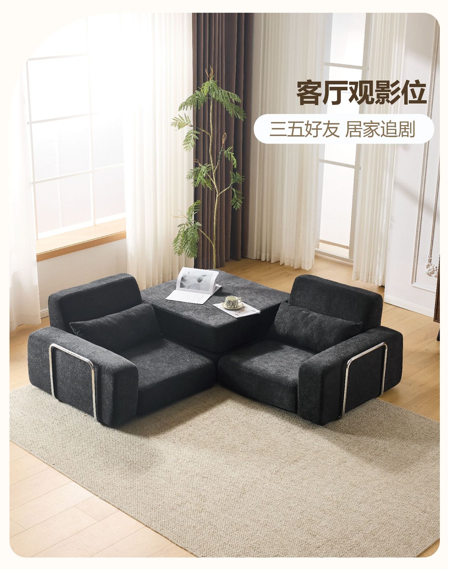 布艺沙发家用客厅小户型压缩沙发出租屋单双人沙发两用折叠沙发床详情12