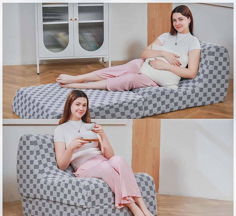 High-density sponge compression sofa for office lunch break, foldable lazy sofa bed, single sofa for bedroom and living room pic 1