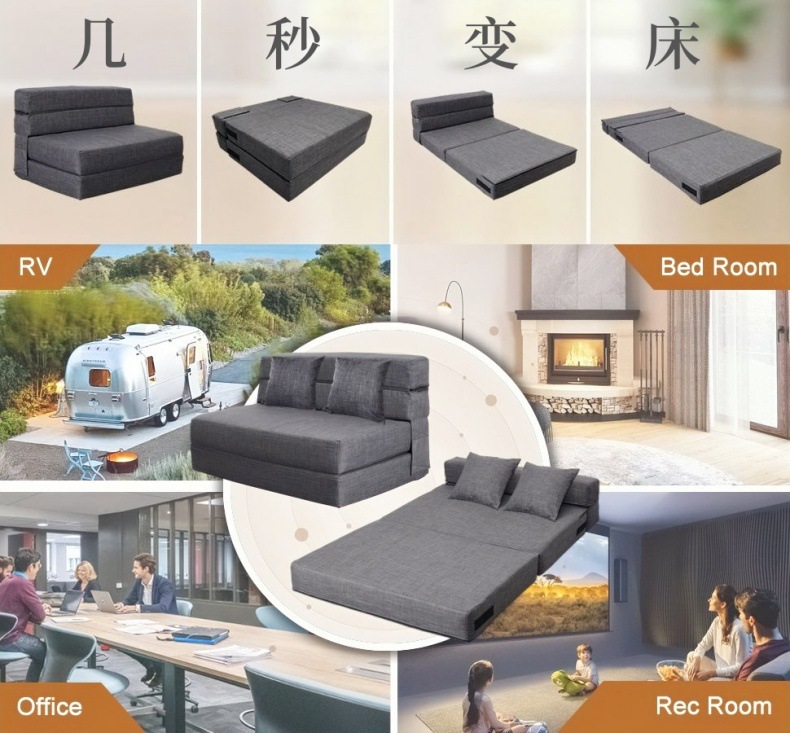 Foldable bed, single and double vacuum compression tatami, simple lazy sofa bed for small living room pic 2