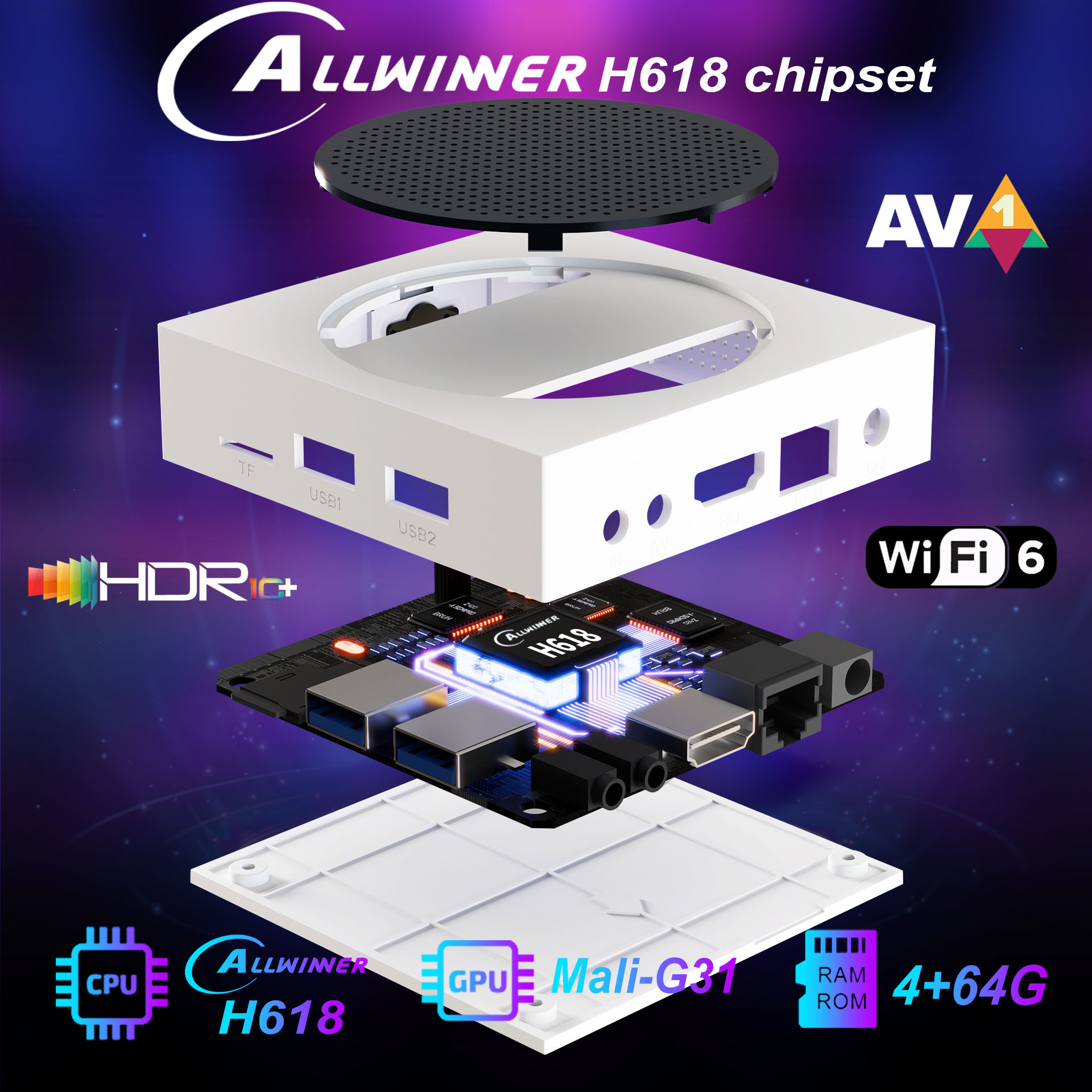 跨境全新爆款C5PRO安卓机顶盒全志H618无缓冲64GBWiFi6奈飞正版8k详情6